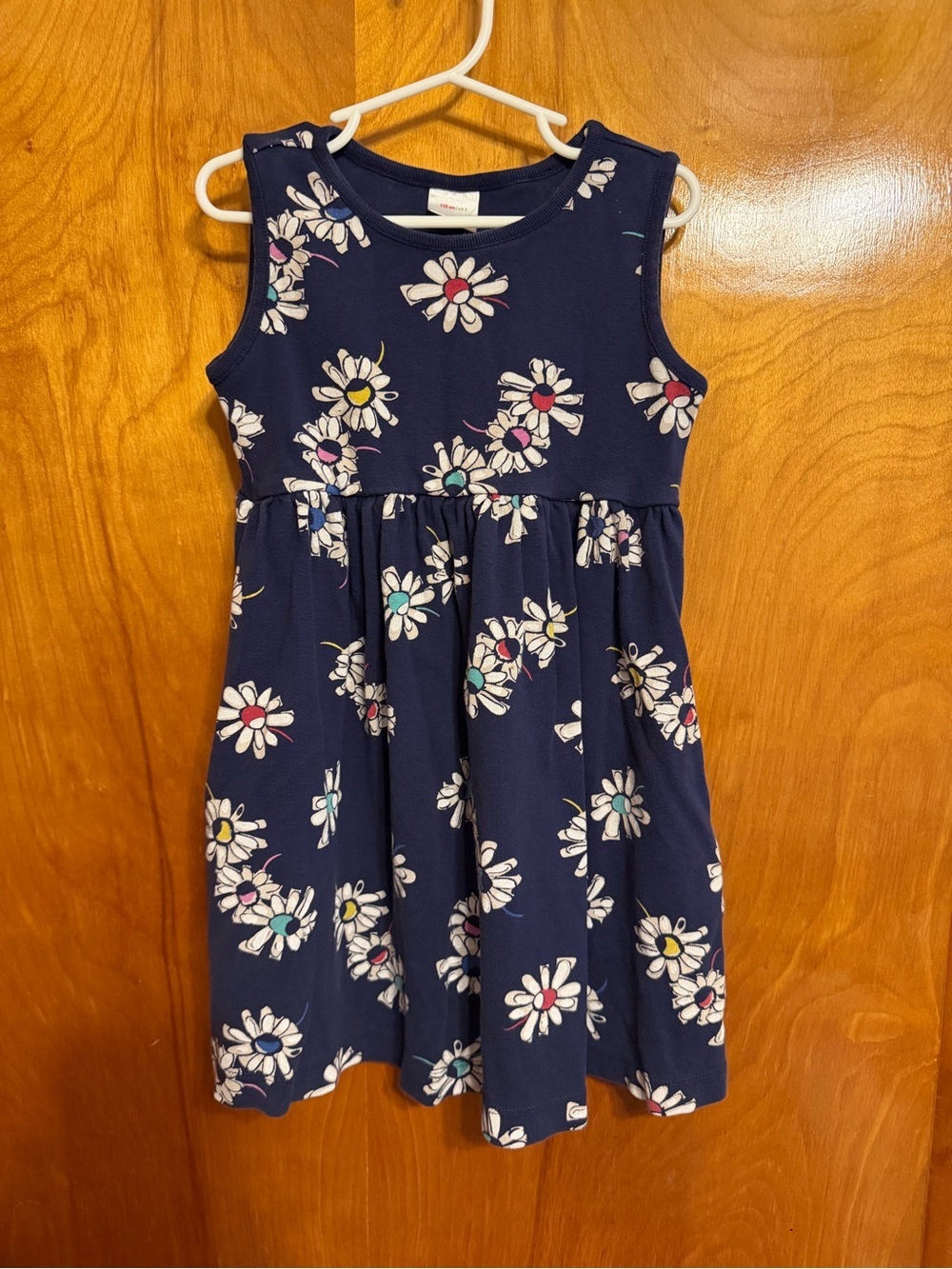Hanna Andersson Navy Floral Daisy Dress with Multi-Colored Centers